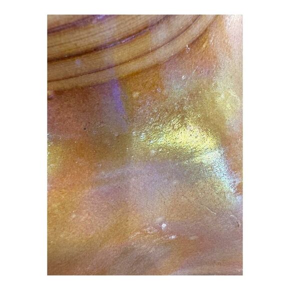 Vtg Large 15" Iridescent Pulled Feather Art Glass Lampshade Ruffled Shade - Picture 10 of 15